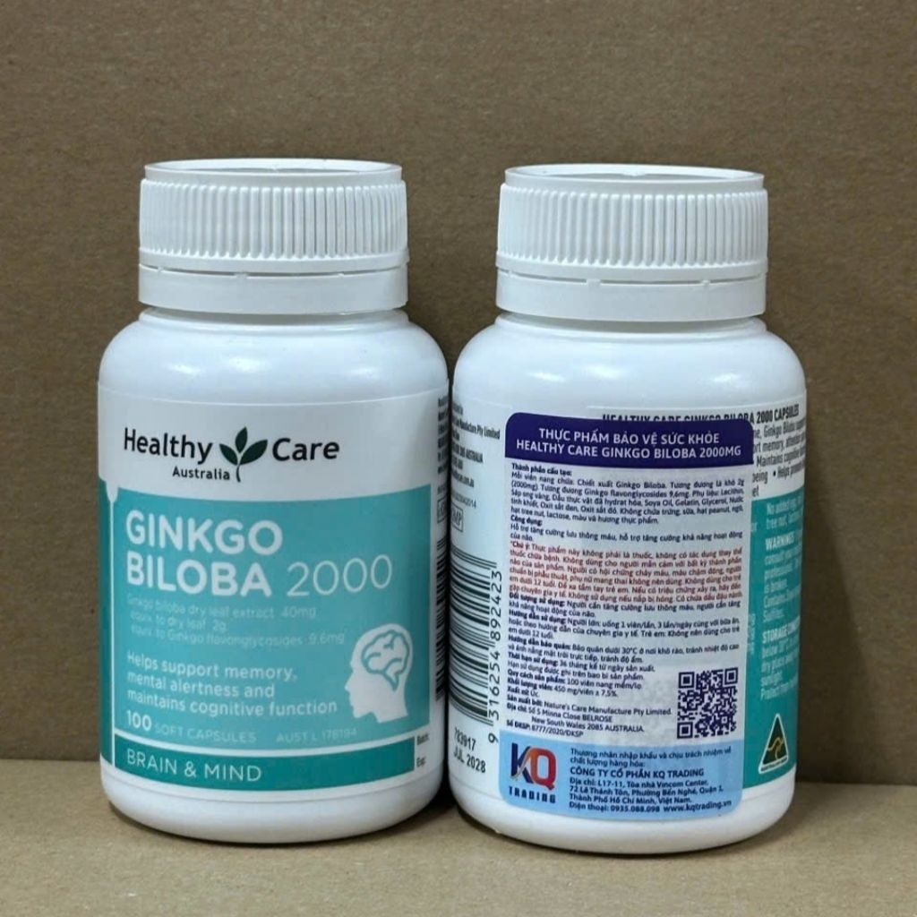 Viên Uống Bổ Não Healthy Care Ginkgo Biloba 2000, Bổ não Úc - 100 viên