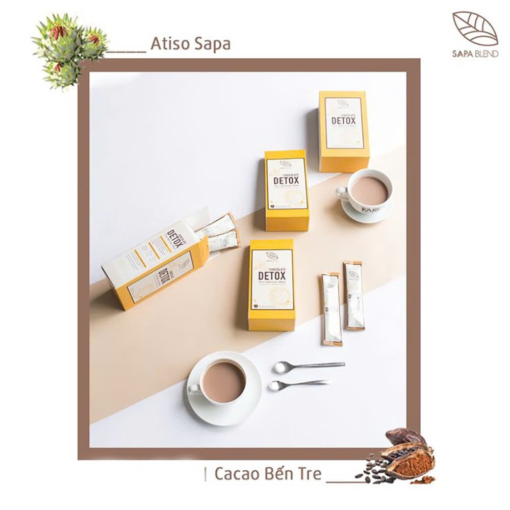 C15_Bột Cacao Chocolate Atiso Detox Traphacosapa Hộp 12 Gói