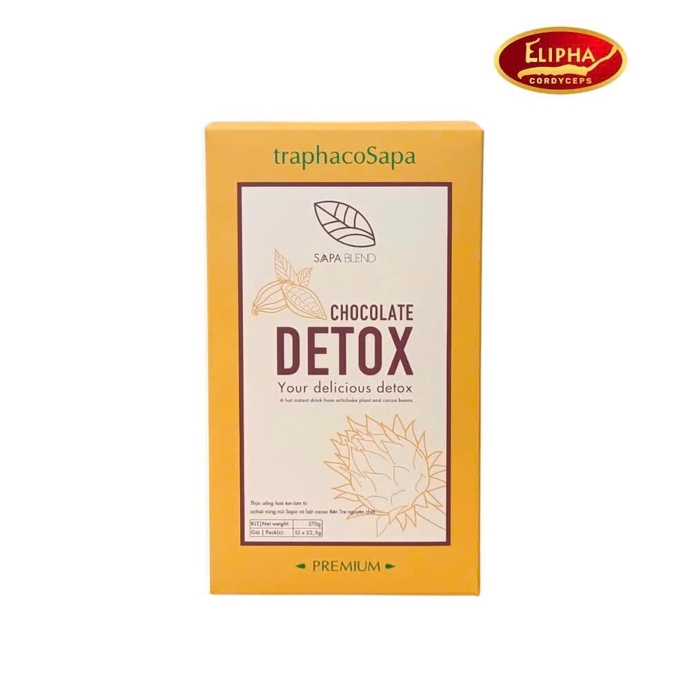 C15_Bột Cacao Chocolate Atiso Detox Traphacosapa Hộp 12 Gói