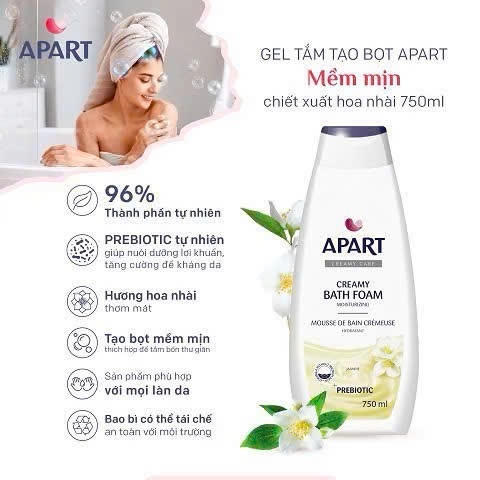 C16_Gel tắm tạo bọt Apart mềm mịn chiết xuất hoa nhài 750ML