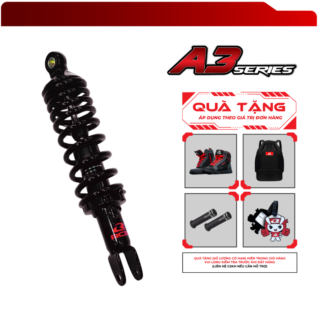Phuộc Đơn A3 Series RCB 245mm - 305mm, Phù Hợp Cho Dòng Xe EGO, Mio