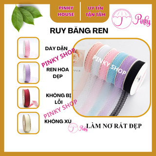 Ruy băng ren 3cm 22 mét, 45m,5m trắng, đen, hồng to nhỏ phụ kiện trang trí handmade, làm nơ bó hoa