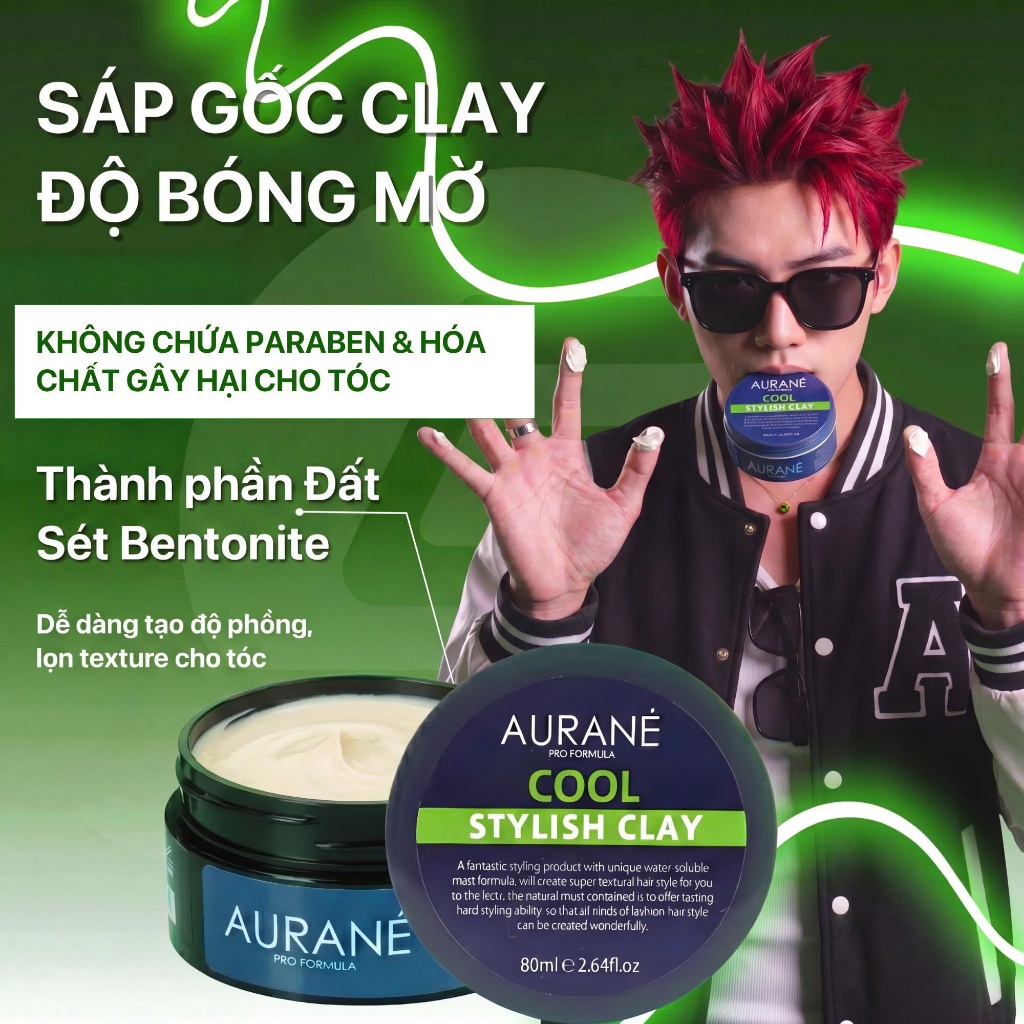 [TOP 1 BÁN CHẠY]Sáp vuốt tóc Aurane Cool Stylish Clay - Sáp cứng Giữ nếp lên tới 16h, Không bóng bết