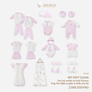 [M&B] Trọn bộ Combo sơ sinh (0-3M) Viscose co giãn 4 chiều thoáng mát, mềm mại an toàn cho da bé.