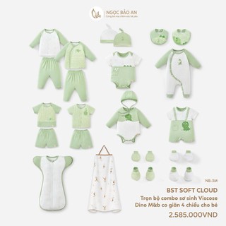 [M&B] Trọn bộ Combo sơ sinh (0-3M) Viscose co giãn 4 chiều thoáng mát, mềm mại an toàn cho da bé.