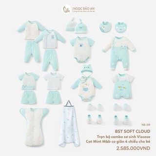 [M&B] Trọn bộ Combo sơ sinh (0-3M) Viscose co giãn 4 chiều thoáng mát, mềm mại an toàn cho da bé.