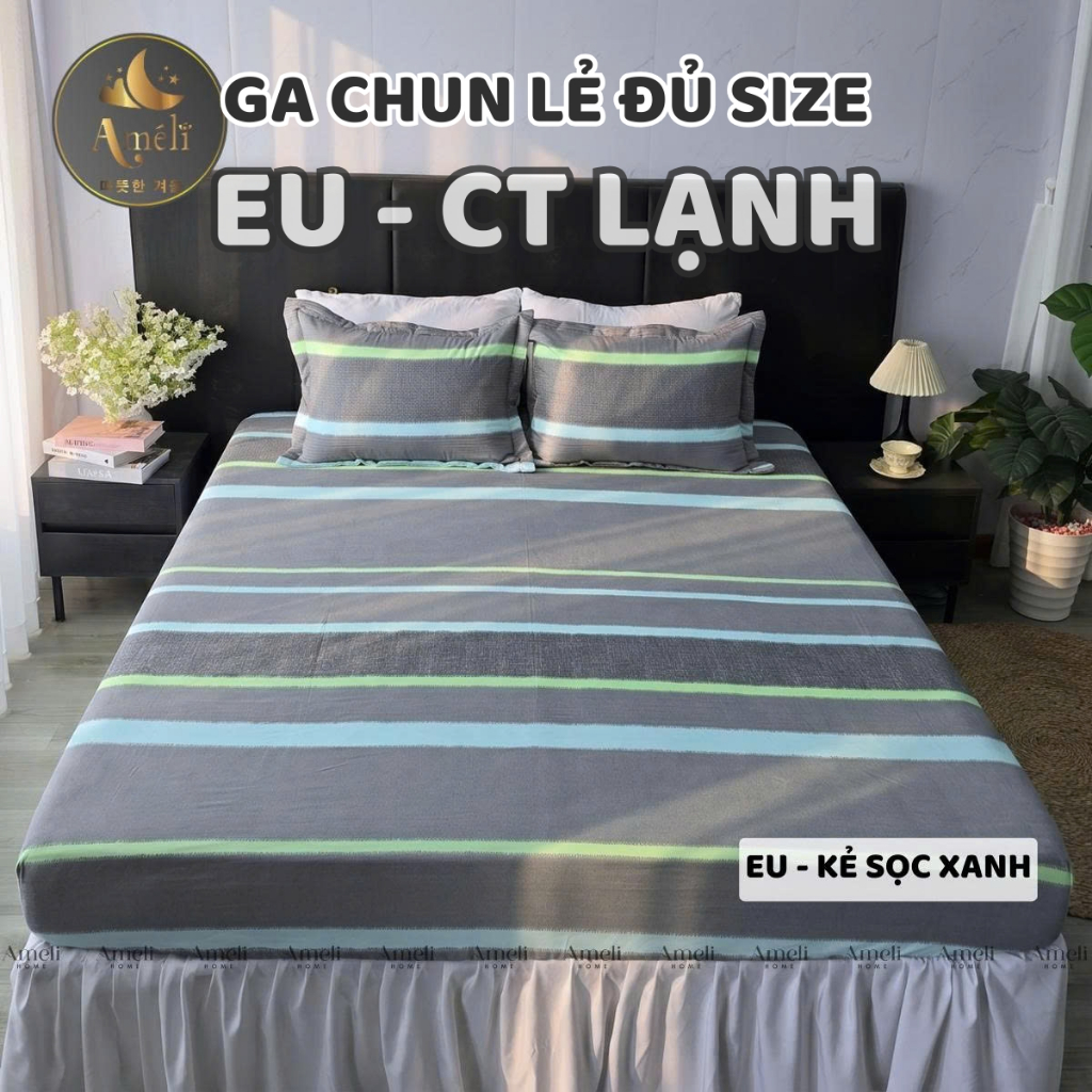 Ga Giường Cotton Lạnh Mềm Mát Đủ Size Nệm, Ga Bo Chun Bọc Vừa Đệm 10 cm, Đặt Được Size Lò Xo - AMELI