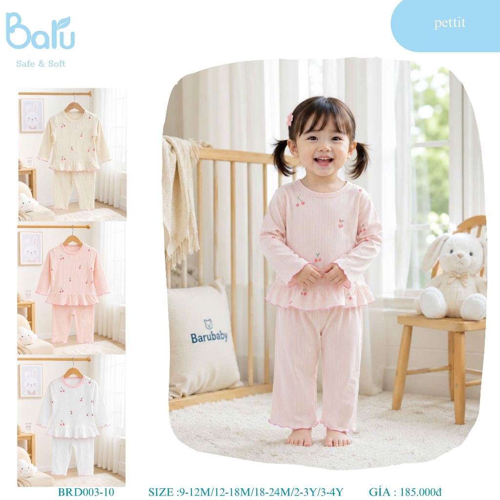 Bộ cổ tròn bé gái dài tay quần dài BRD003-10