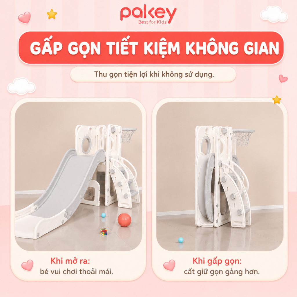 [NEW 2026] Cầu Trượt Cao Cấp Pakey Lâu Đài Chơi Trong Nhà, Ngoài Trời Cho Bé, Cầu Tuột Trẻ Em Dày Dặn Chắc Chắn An Toàn