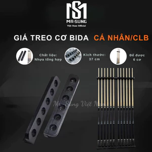 Giá treo cơ - Giá để cơ treo tường Nhựa Treo 6 Cơ- 1 bộ 2 cái- Dùng treo cơ bida bi a Cho clb