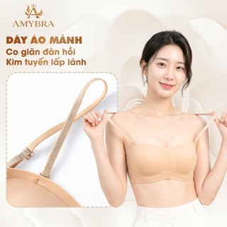[ AMYBRA NEW ] Áo Ngực Su Không Gọng Cup Ngang Không Lộ Viền, Áo Lót Nữ Kèm Dây Vai Trong Suốt A979