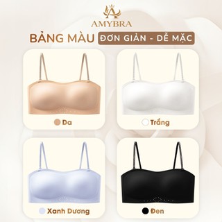 [ AMYBRA NEW ] Áo Ngực Su Không Gọng Cup Ngang Không Lộ Viền, Áo Lót Nữ Kèm Dây Vai Trong Suốt A979
