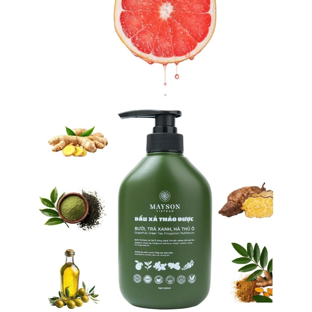Combo 3 Cặp Dầu Gội Xả Thiên Nhiên MAYSON VIỆT NAM, Dầu Gội Đầu Thảo Dược Từ Bưởi Trà Xanh Hà Thủ Ô