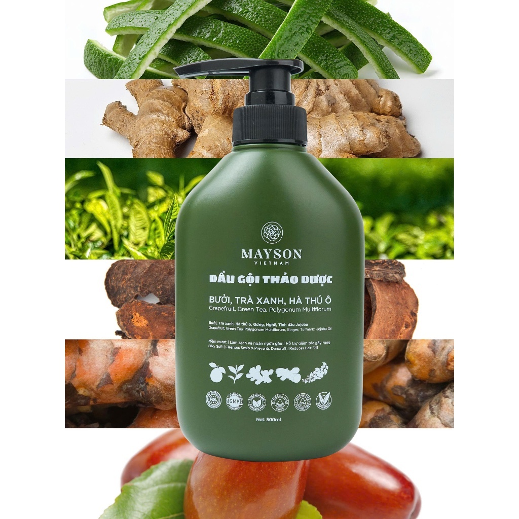 Combo 3 Cặp Dầu Gội Xả Thiên Nhiên MAYSON VIỆT NAM, Dầu Gội Đầu Thảo Dược Từ Bưởi Trà Xanh Hà Thủ Ô
