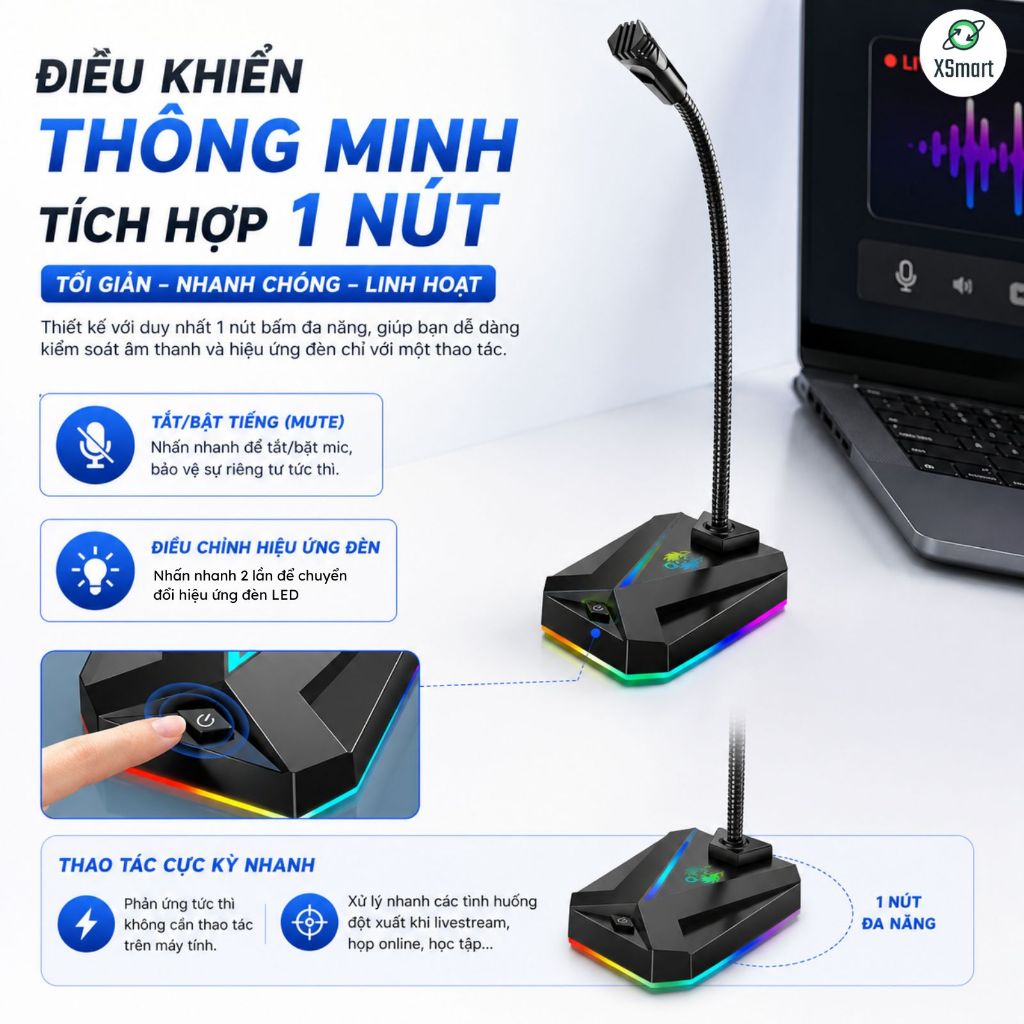 Micro Máy Tính Laptop MK10 Jack USB Có LED Thu Âm 360° Lọc Tiếng Ồn Độ Nhạy Cao Học Tập Thuyết Trình | BigBuy360 - bigbuy360.vn
