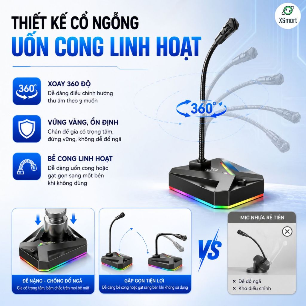 Micro Máy Tính Laptop MK10 Jack USB Có LED Thu Âm 360° Lọc Tiếng Ồn Độ Nhạy Cao Học Tập Thuyết Trình | BigBuy360 - bigbuy360.vn