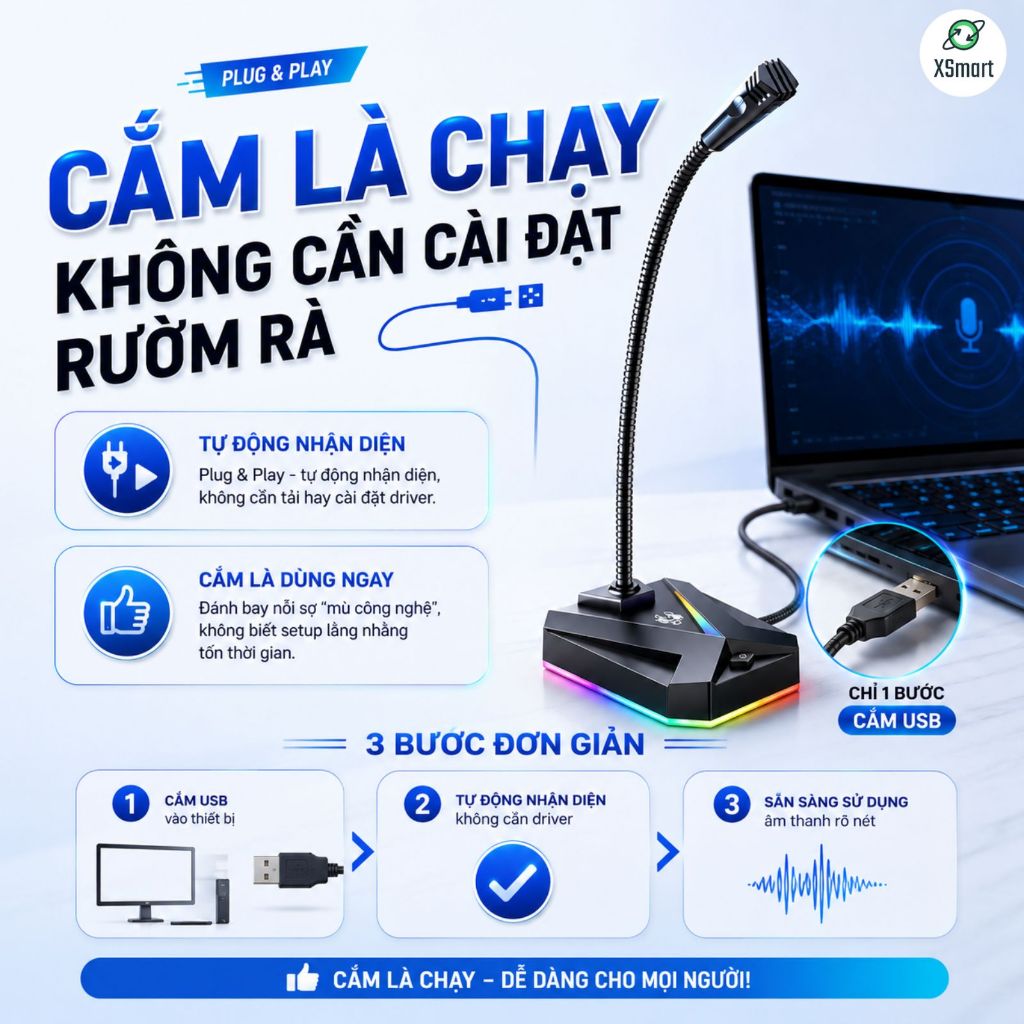 Micro Máy Tính Laptop MK10 Jack USB Có LED Thu Âm 360° Lọc Tiếng Ồn Độ Nhạy Cao Học Tập Thuyết Trình | BigBuy360 - bigbuy360.vn