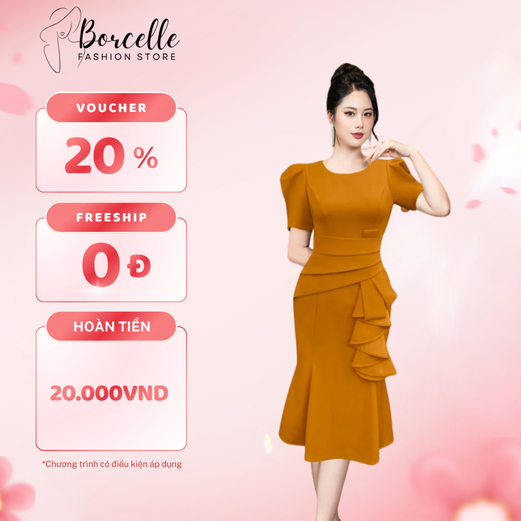 Váy Dự Tiệc Mẫu Trung Niên Bigsize - Đầm Trung Niên Đi Ăn Cưới Tiệc Cổ Tròn Dáng Ôm Đuôi Cá TK06