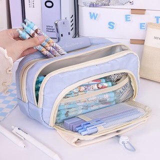 Túi Đựng Bút Cho Bé Gái Cute Nhiều Ngăn, Chất Liệu Vải Canvas Cao Cấp, Thiết Kế Đơn Giản, Dễ Thương, Dùng Hàng Ngày
