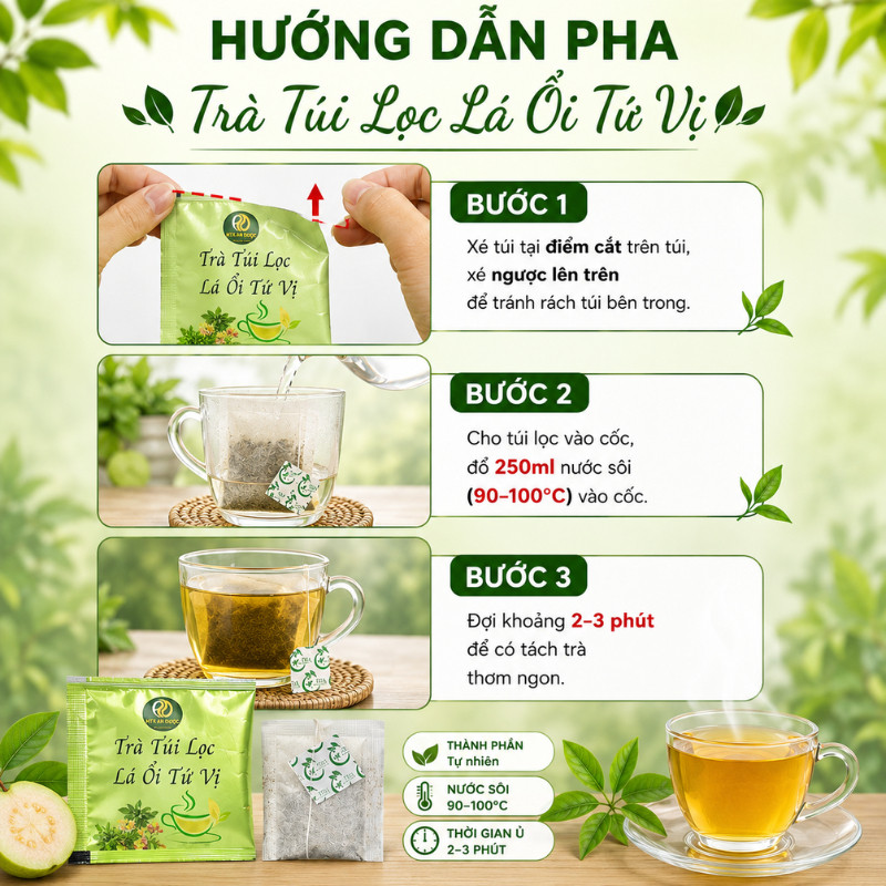 TRÀ TÚI LỌC LÁ ỔI TỨ VỊ