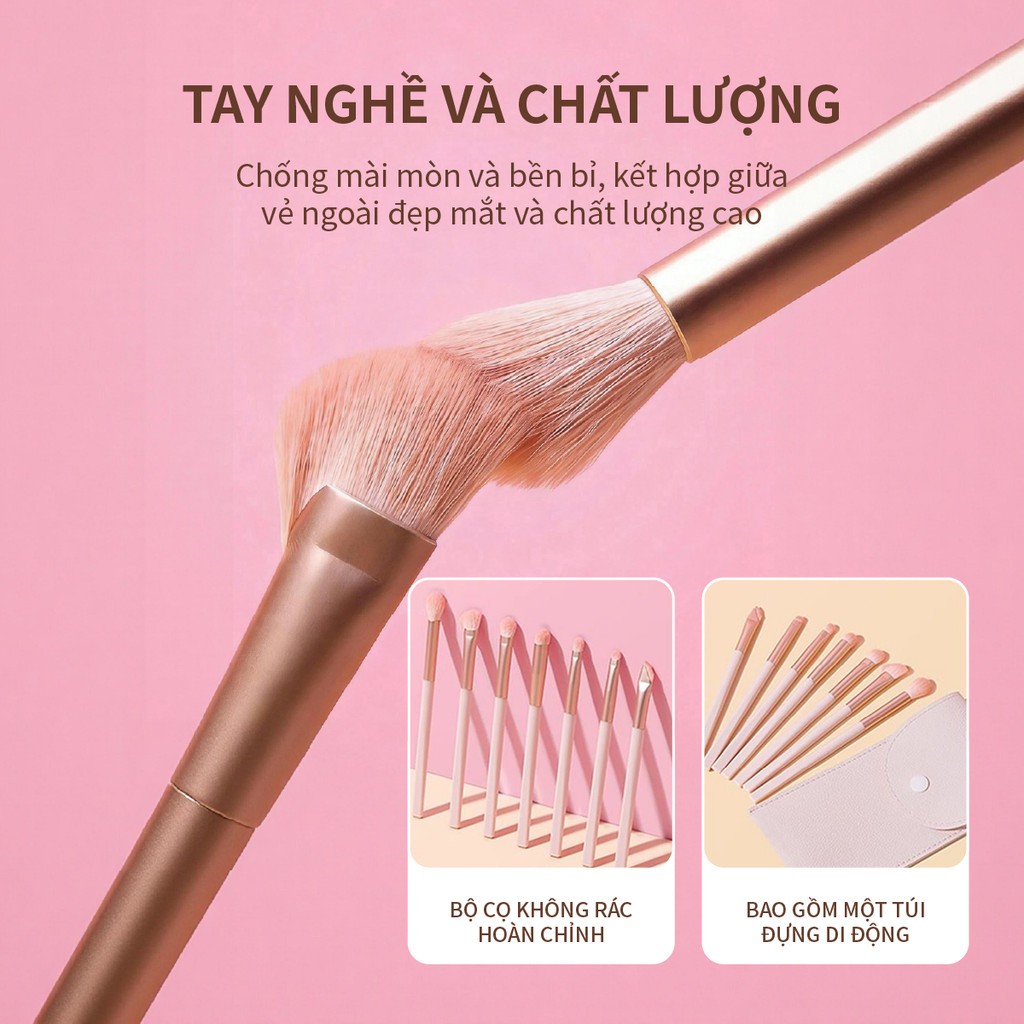 MINISO Bộ Cọ Trang Điểm 14 Cây Cao Cấp Kèm Túi Đựng, Trang Điểm Toàn Diện Cho Mặt Và Mắt