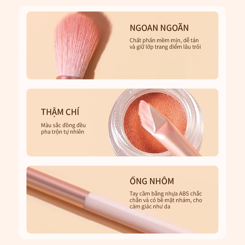 MINISO Bộ Cọ Trang Điểm 14 Cây Cao Cấp Kèm Túi Đựng, Trang Điểm Toàn Diện Cho Mặt Và Mắt
