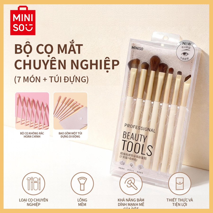 MINISO Bộ Cọ Trang Điểm 14 Cây Cao Cấp Kèm Túi Đựng, Trang Điểm Toàn Diện Cho Mặt Và Mắt