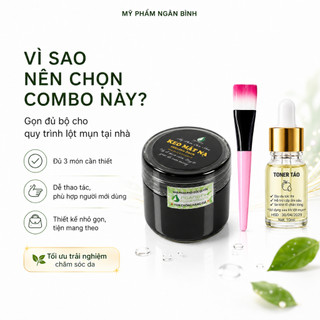 Combo Lột Mụn Ngân Bình - Gel Lột Mụn + Toner Táo + Cọ Hỗ Trợ Làm Sạch Da Chính Hãng