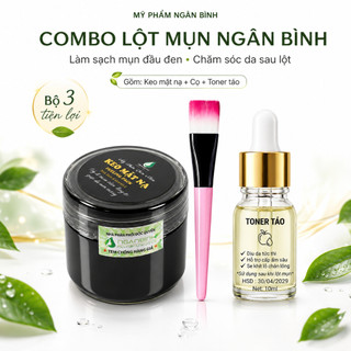 Combo Lột Mụn Ngân Bình - Gel Lột Mụn + Toner Táo + Cọ Hỗ Trợ Làm Sạch Da Chính Hãng