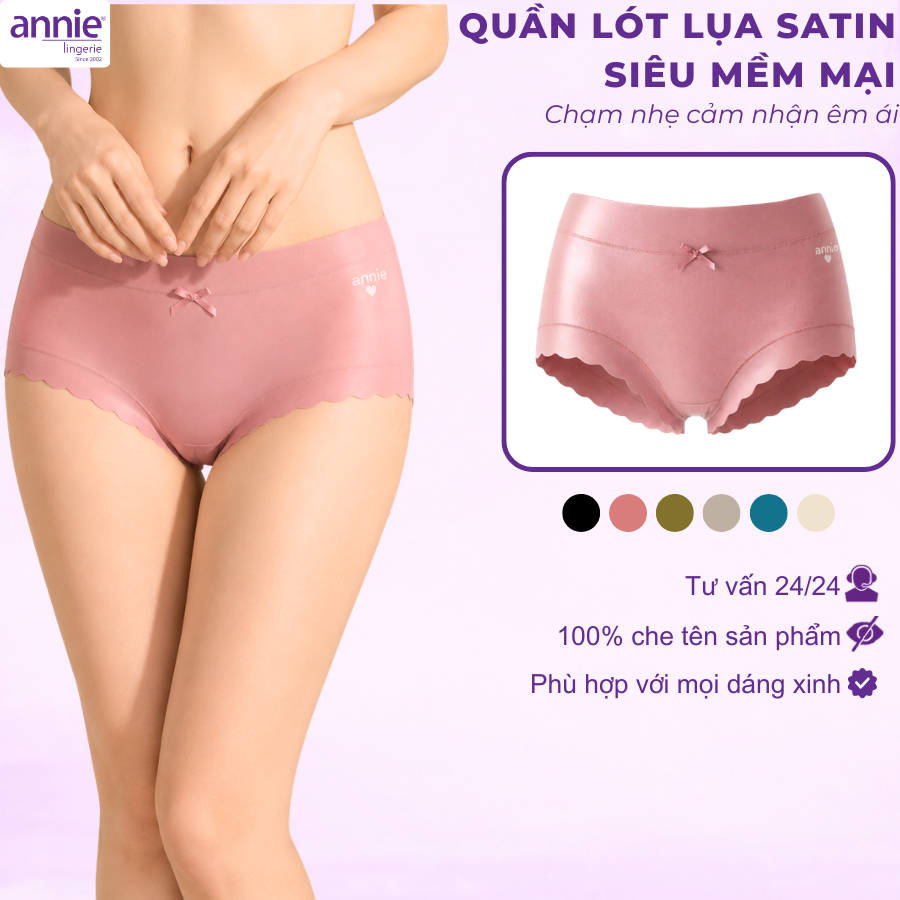 Quần Lót Nữ Lụa Satin annie QE 4580 Quần Lót Lưng Cao Mềm Mịn, Viền Lượn Sóng Không Hằn, Thoáng Khí Cao Cấp