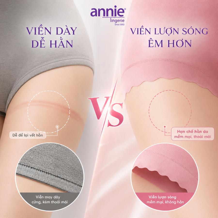 Quần Lót Nữ Lụa Satin annie QE 4580 Quần Lót Lưng Cao Mềm Mịn, Viền Lượn Sóng Không Hằn, Thoáng Khí Cao Cấp
