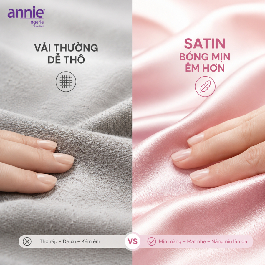 Quần Lót Nữ Lụa Satin annie QE 4580 Quần Lót Lưng Cao Mềm Mịn, Viền Lượn Sóng Không Hằn, Thoáng Khí Cao Cấp