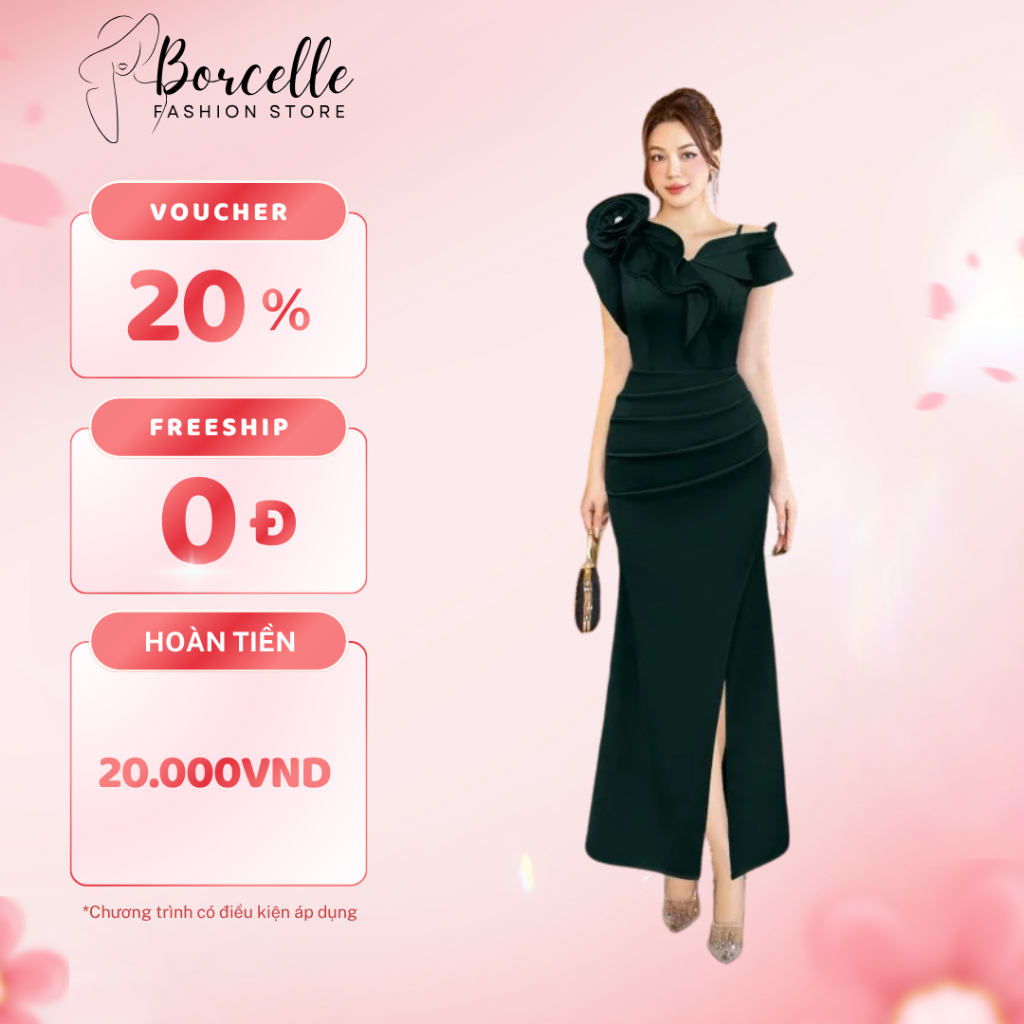 Váy Dự Tiệc Mẫu Trung Niên Bigsize - Đầm Trung Niên Đi Ăn Cưới Dự Tiệc Sang Trọng Hoa Ôm Ngực TK02