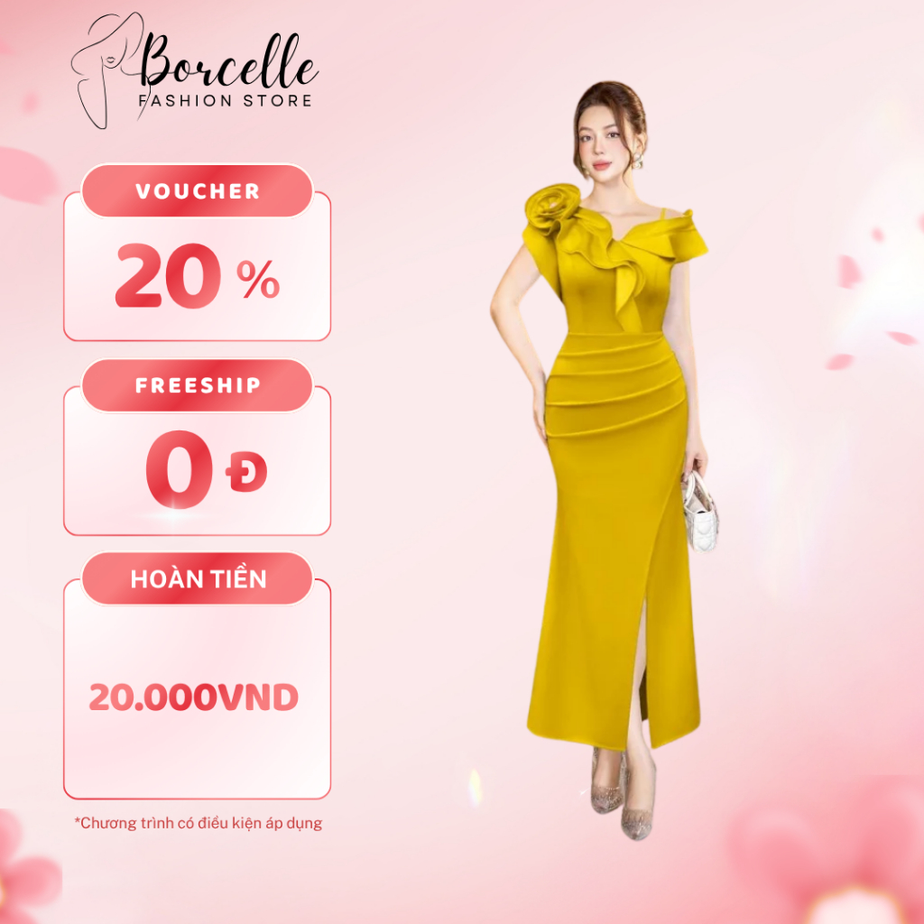 Váy Dự Tiệc Mẫu Trung Niên Bigsize - Đầm Trung Niên Đi Ăn Cưới Dự Tiệc Sang Trọng Hoa Ôm Ngực TK02