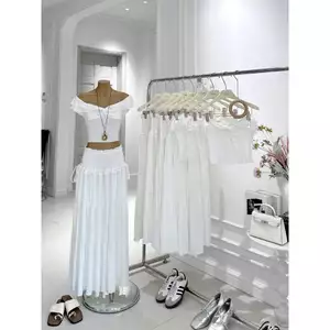 SET ÁO CỔ BẺ V BÈO XOẮN PHỐI CHÂN VÁY DÀI THUN, SET ĐỒ NỮ TIỂU THƯ | MEOINDAHOUSE