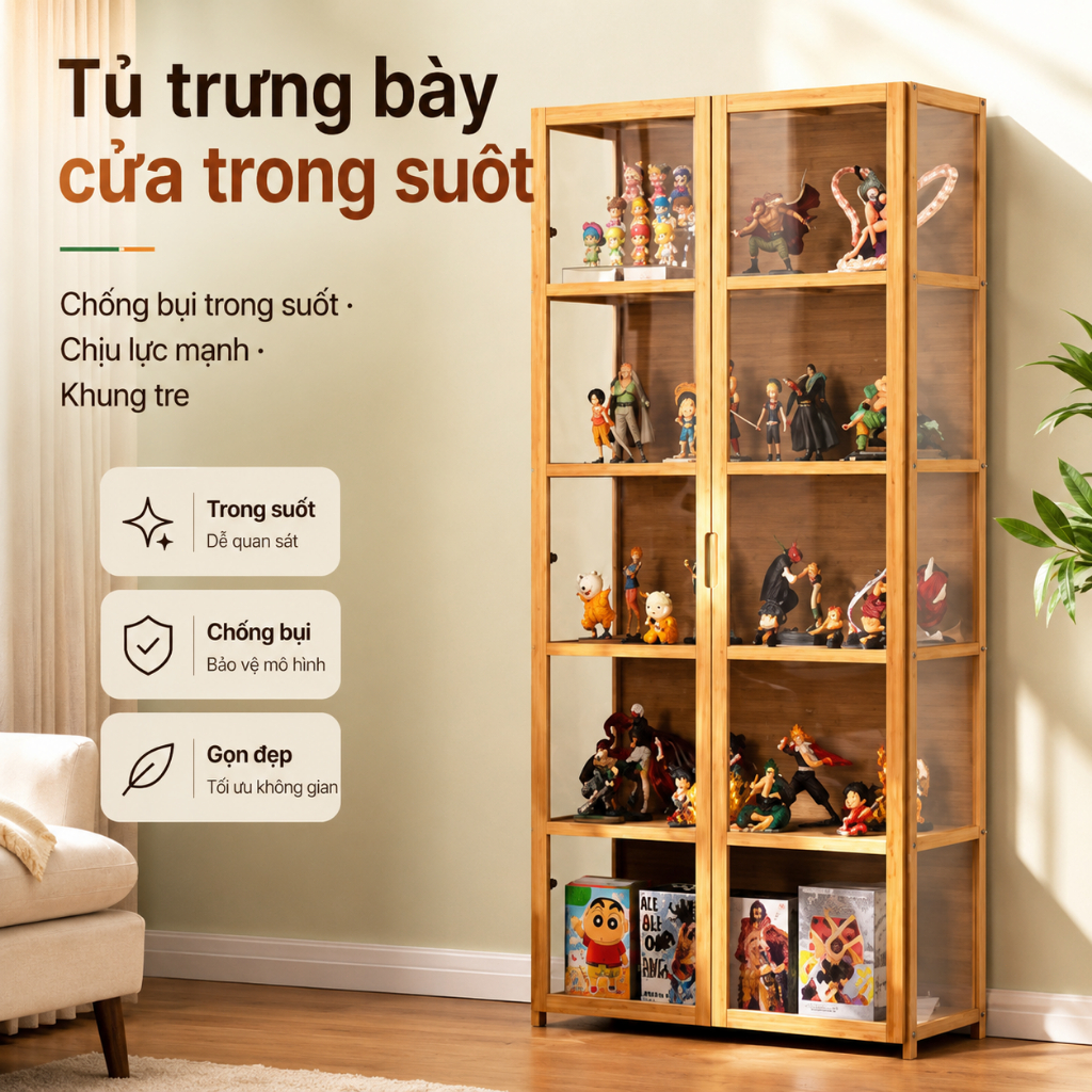 SUNNY BIERE Tủ Kính Trong Suốt Cao Cấp Kệ Trưng Bày Mô Hình Nước Hoa Lego Nhân Vật Yêu Thích