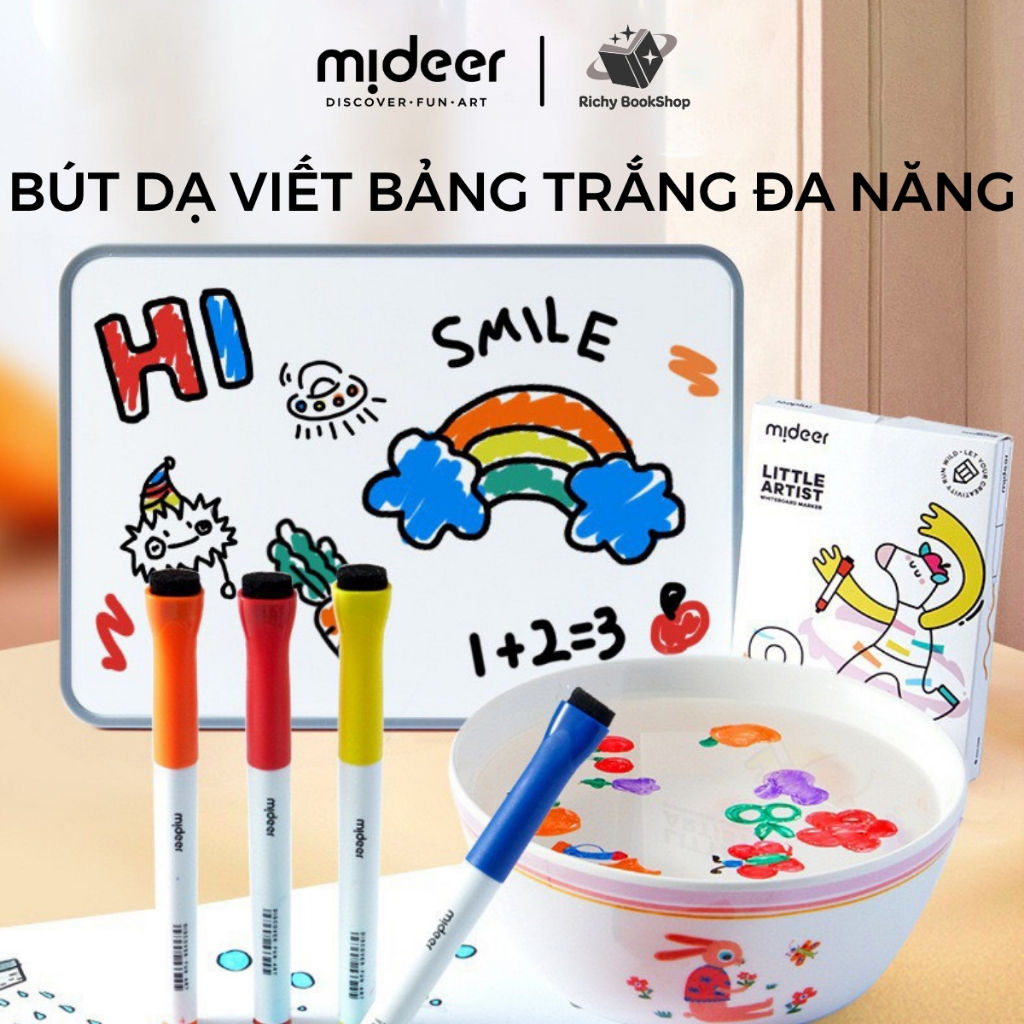Bút Dạ Bảng Trắng Sáng Tạo 8 màu Mideer Little Artist - Whiteboard Maker