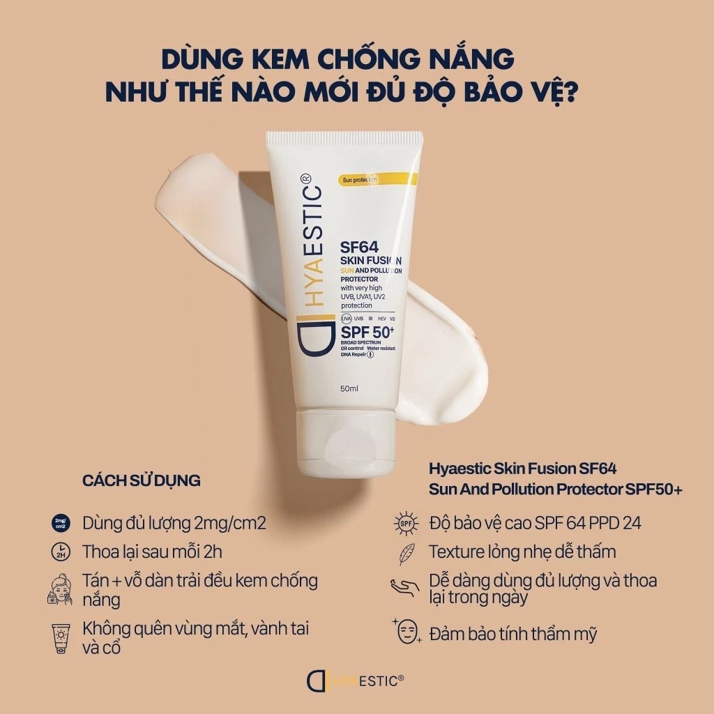 [CHÍNH HÃNG] Kem chống nắng HYAESTIC SKIN FUSION SF64 SPF50+ BẢO VỆ DA TOÀN DIỆN
