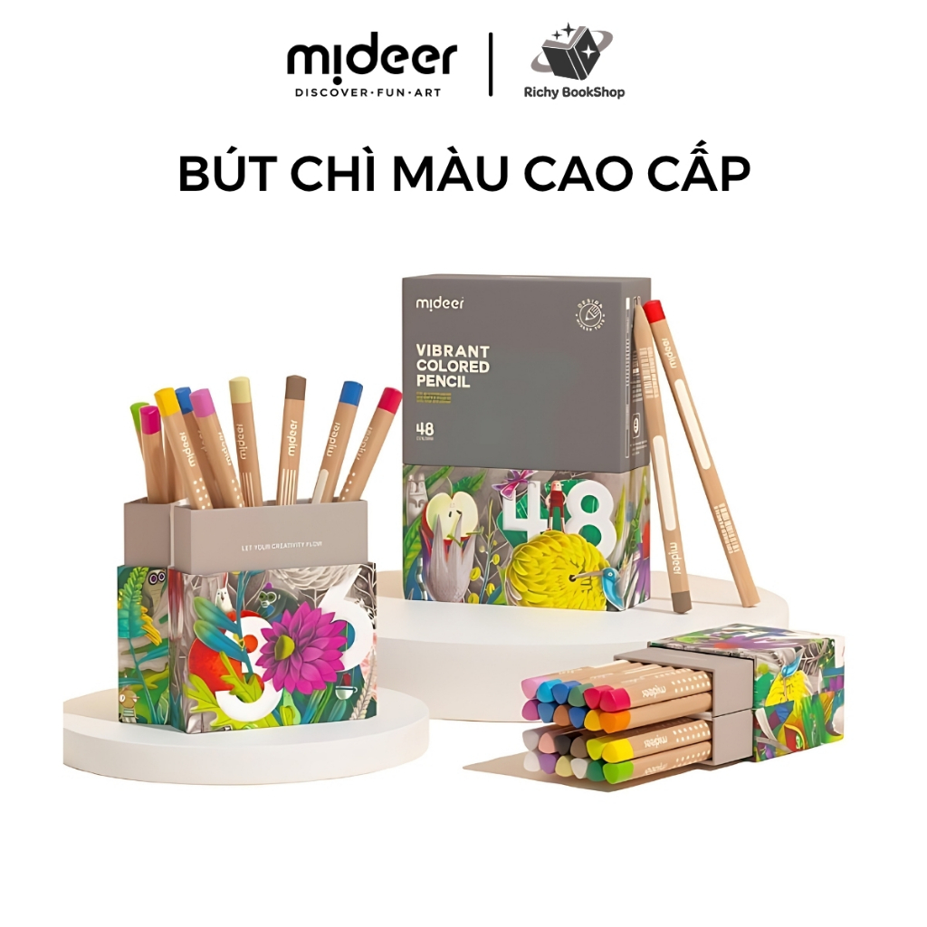 Bút chì màu vẽ tranh cao cấp 24/36/48 màu - Mideer Vibrant Colored Pencil
