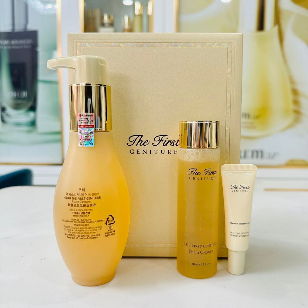 [Set 3 Món] Sữa rửa mặt chống lão hóa da tái sinh da OHUI The First Geniture Foam Cleanser