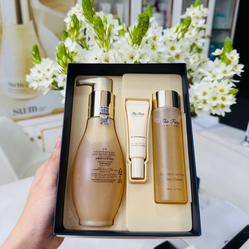 [Set 3 Món] Sữa rửa mặt chống lão hóa da tái sinh da OHUI The First Geniture Foam Cleanser