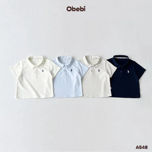 Áo Polo Trơn Thêu Thỏ Obebi Cho Bé Trai Bé Gái Từ 8 - 22kg A548
