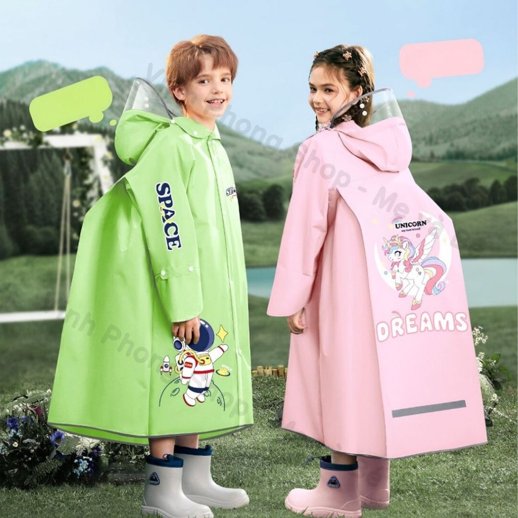 Áo Mưa EVA Có Dây Kéo Cho Bé Siêu Nhẹ Chống Thấm Nước Gấp Gọn Dễ Mang Theo - Chất EVA Mềm Dẻo Chống Nước Siêu Nhẹ