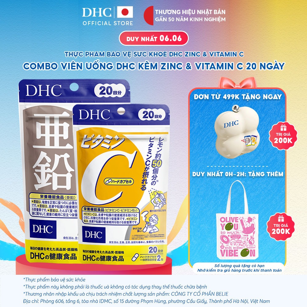 Combo Viên uống DHC Vitamin C & Kẽm hỗ trợ giảm thâm, sáng da (20 ngày)-TPBVSK DHC Vitamin C&Zinc