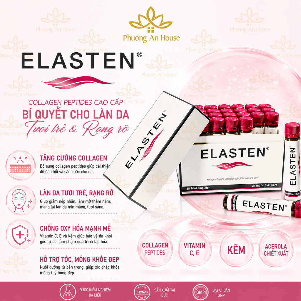 Collagen Elasten chăm sóc sắc đẹp làn da, chống lão hóa ( 28 ống) - Phương An House