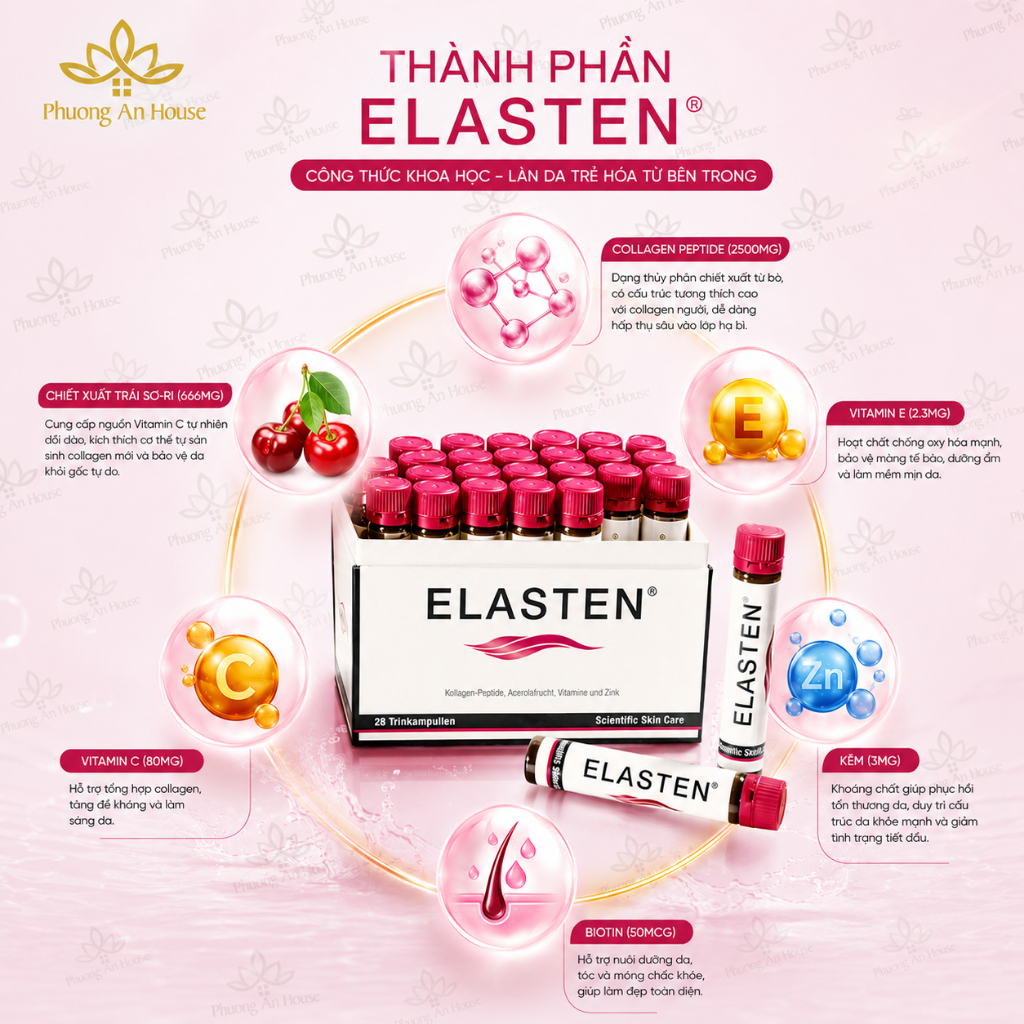 Collagen Elasten chăm sóc sắc đẹp làn da, chống lão hóa ( 28 ống) - Phương An House