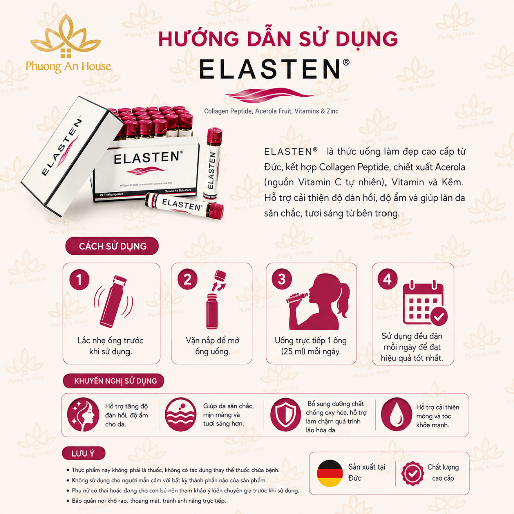 Collagen Elasten chăm sóc sắc đẹp làn da, chống lão hóa ( 28 ống) - Phương An House