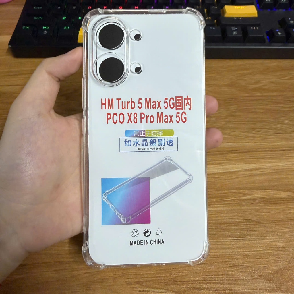 Ốp lưng Redmi turbo 5 max dẻo trong suốt silicon viền vuông bảo vệ camera điện thoại toàn diện