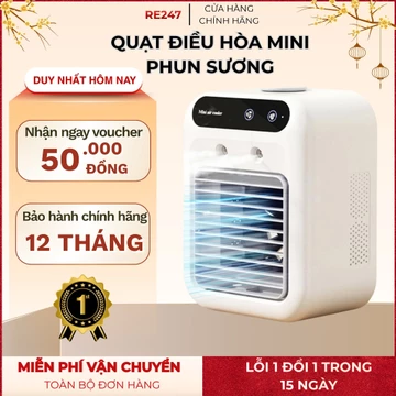 Quạt điều hòa phun sương tích điện mini, quạt điều hòa hơi nước để bàn làm việc bảo hành 12 tháng