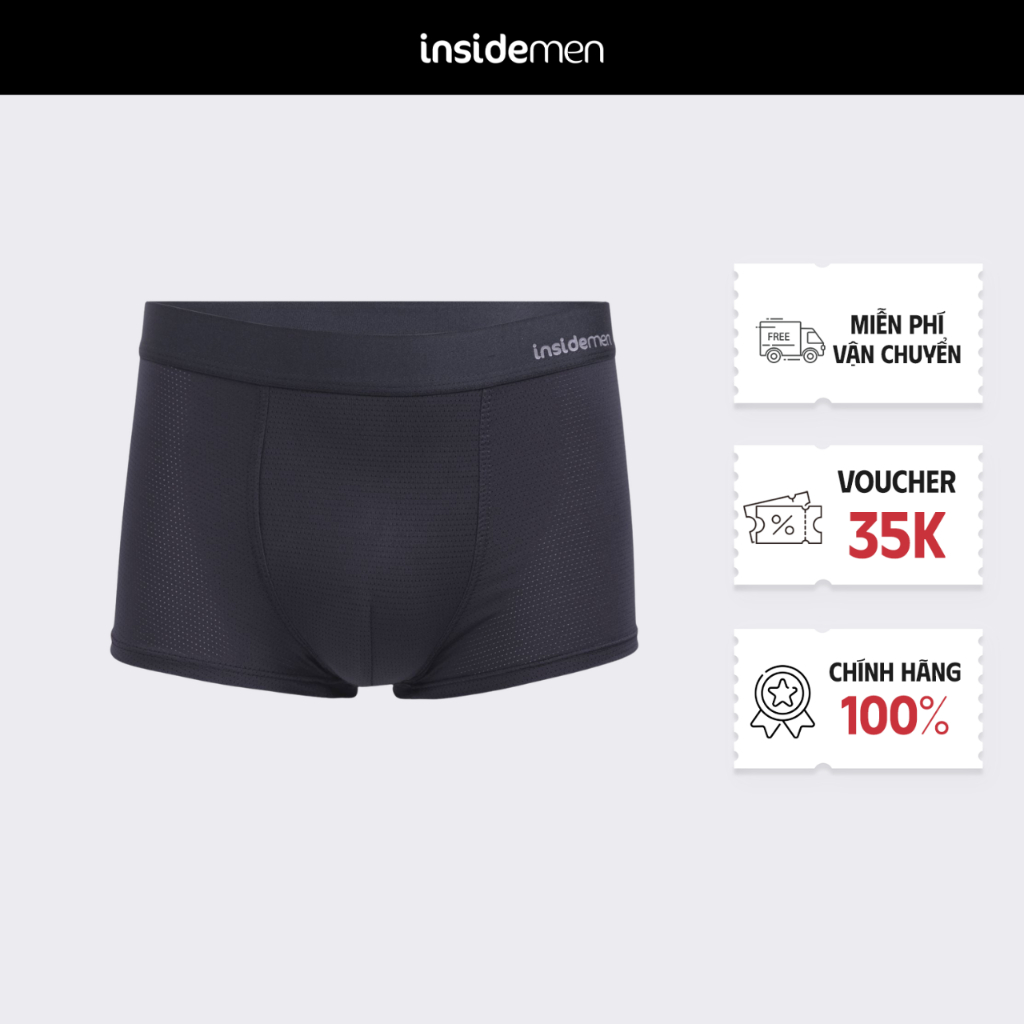 Quần lót nam Boxer vải Mesh thoáng khí tản nhiệt, co giãn thoải mái Insidemen ACTIVE IBX501EDP01